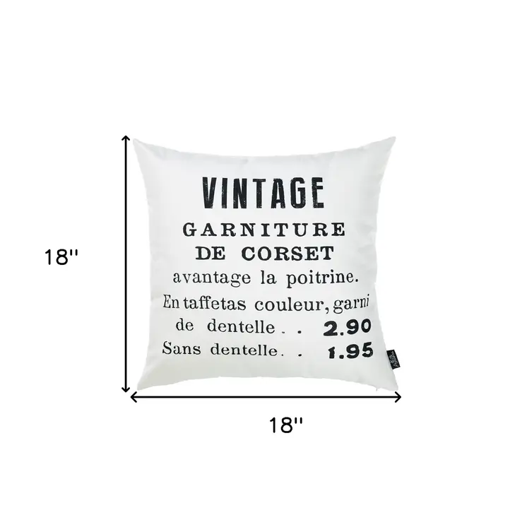 18" Black and White Throw Pillow Cover