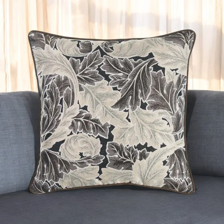 17" Taupe and White Throw Pillow Cover