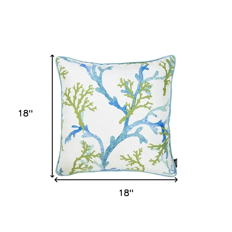18" Blue And White Fabric Throw Pillow Cover