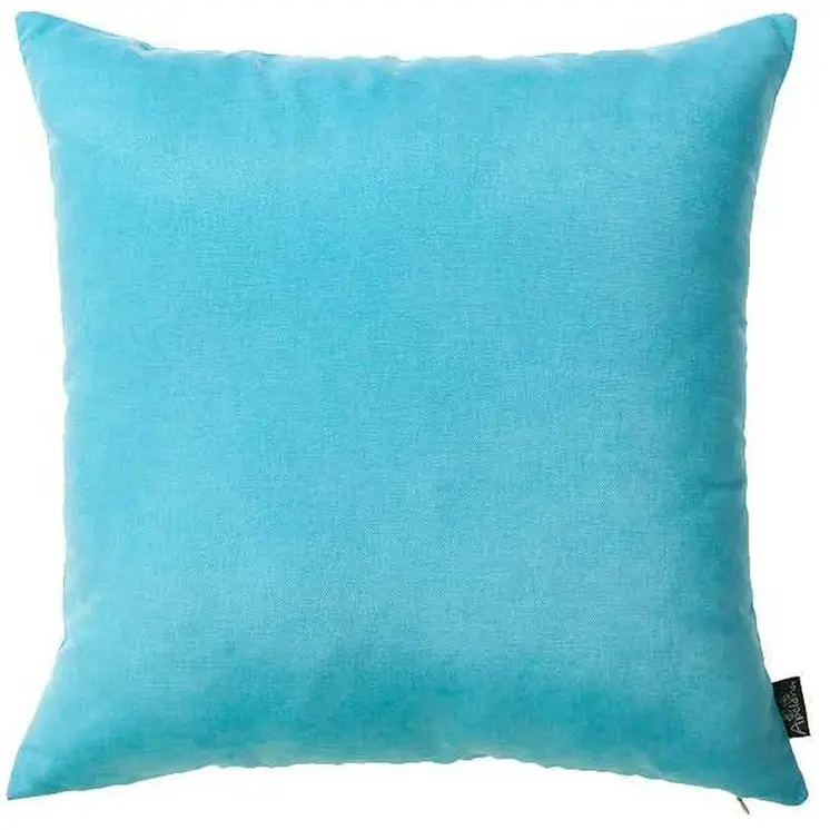 Set of Two 18" Aqua Fabric Throw Pillow Covers