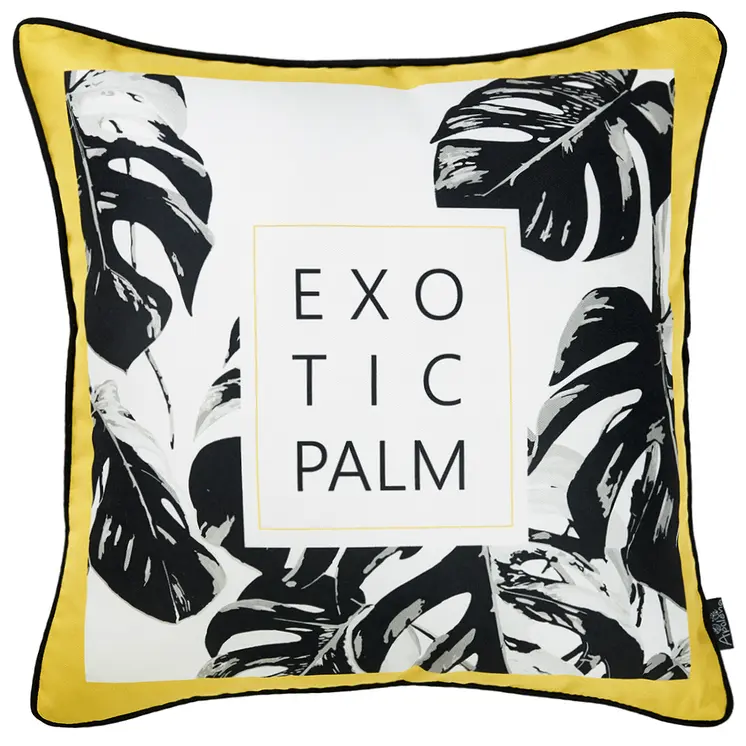 18" Black and White Fabrc Throw Pillow Cover