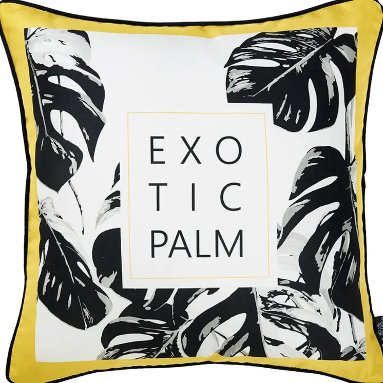 18" Black and White Fabrc Throw Pillow Cover