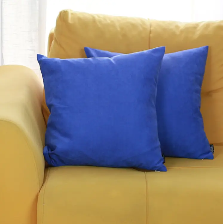 Set Of 2 Denim Blue Brushed Twill Decorative Throw Pillow Covers