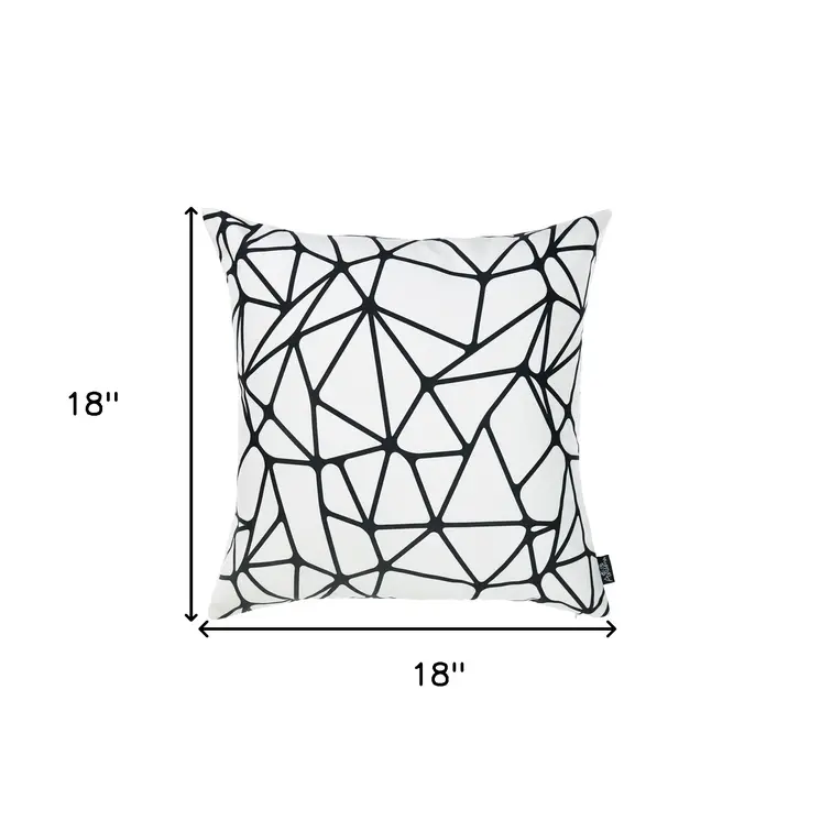 18" X 18" Black and White Polyester Pillow Cover