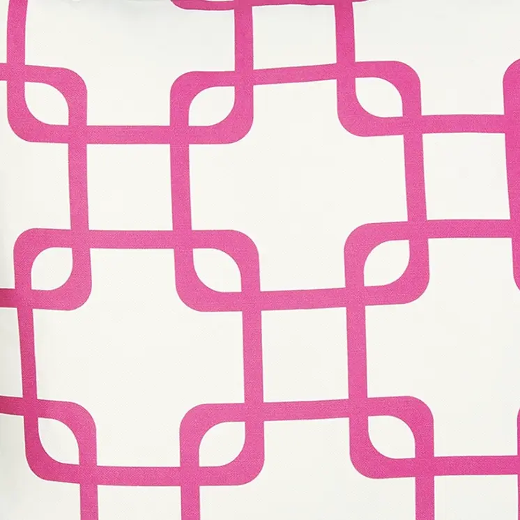 18" Pink And White Fabric Throw Pillow Cover