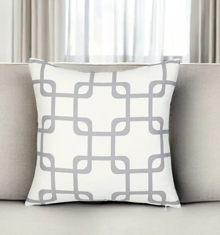 18" Gray and White Throw Pillow Cover