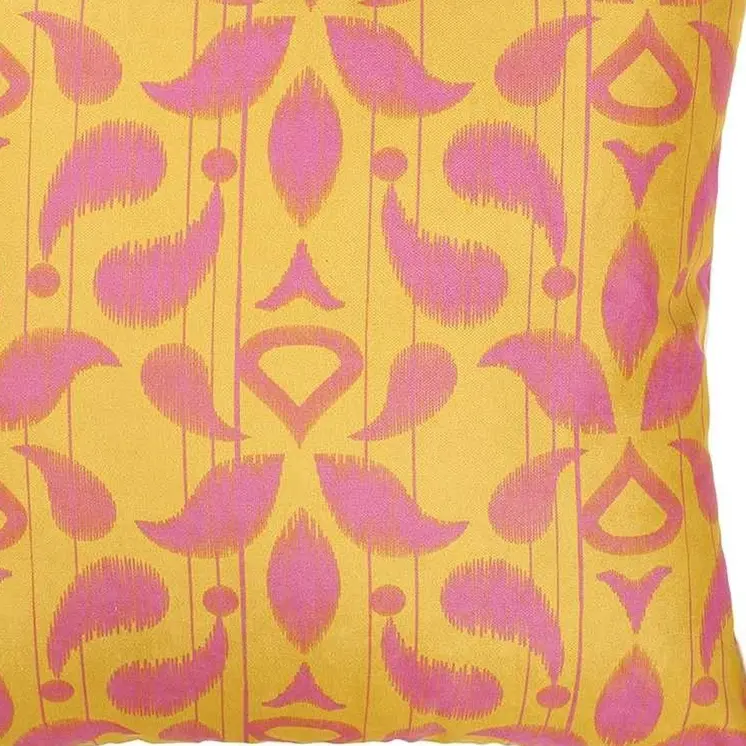 18"X18" Orange Ikat Decorative Throw Pillow Cover Printed