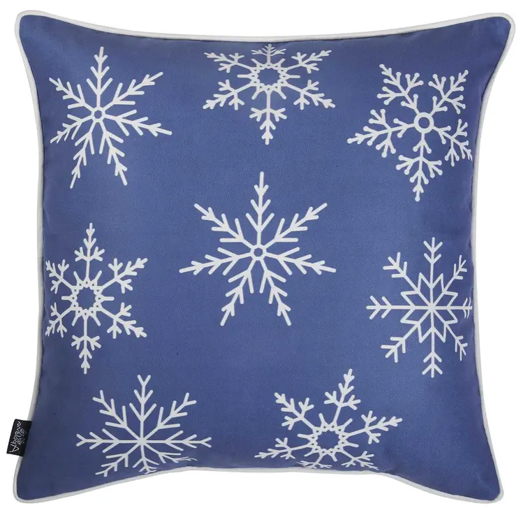 18" Blue And White Fabric Throw Pillow Cover