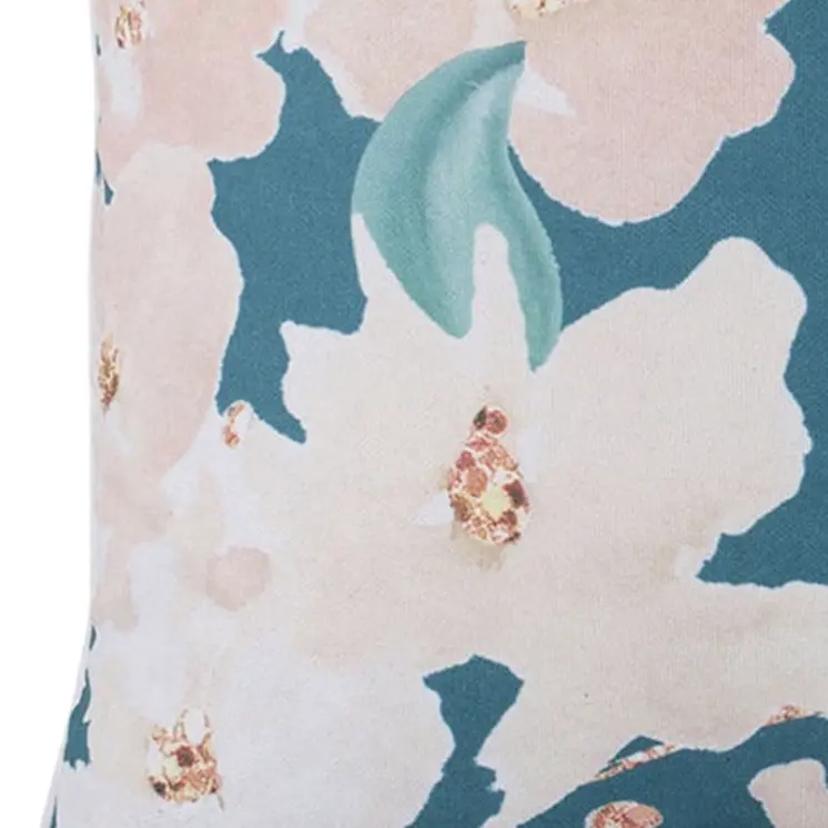 18" Blue and Pink Floral Throw Pillow Cover
