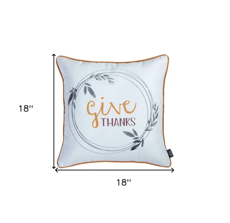 18" Orange and White Throw Pillow Cover
