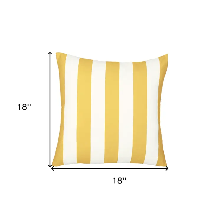 18" Yellow and White Striped Throw Pillow Cover