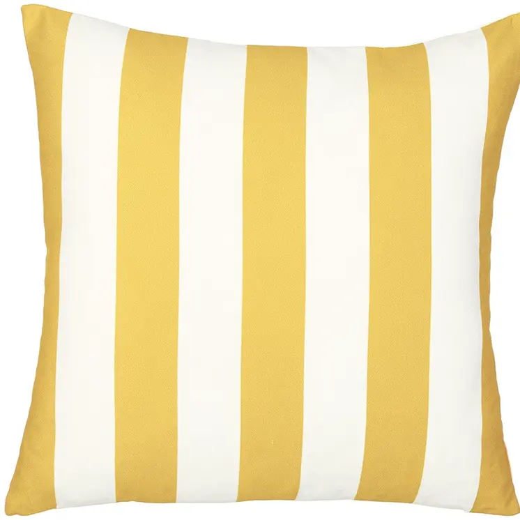 18" Yellow and White Striped Throw Pillow Cover