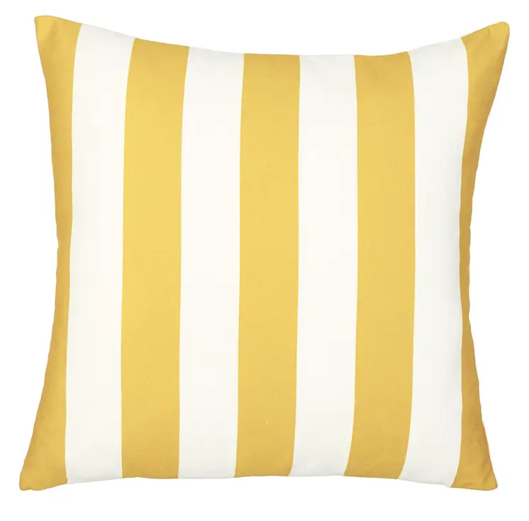 18" Yellow and White Striped Throw Pillow Cover