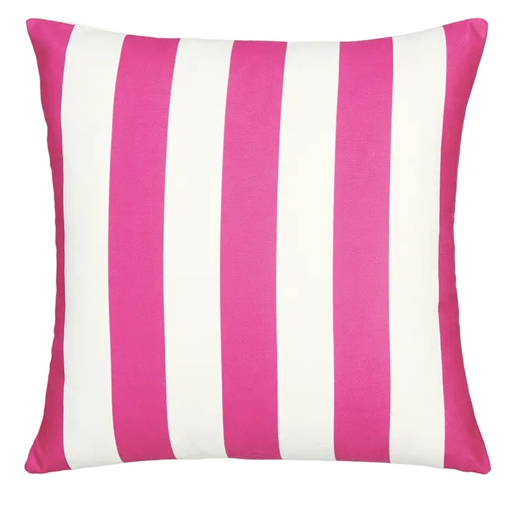 18" Pink and White Striped Throw Pillow Cover