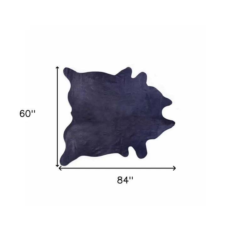 5' X 7' Navy Blue Cowhide Area Rug