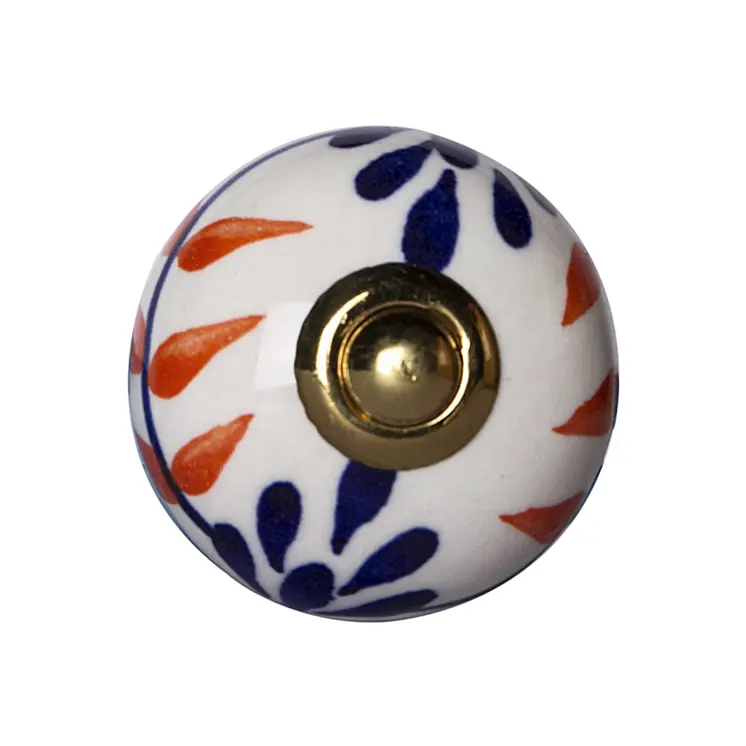 Set of Twelve Blue And White Floral Ceramic Drawer Pull Knobs