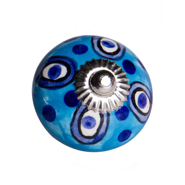 Set of Twelve Blue And White Botanical Ceramic Drawer Pull Knobs