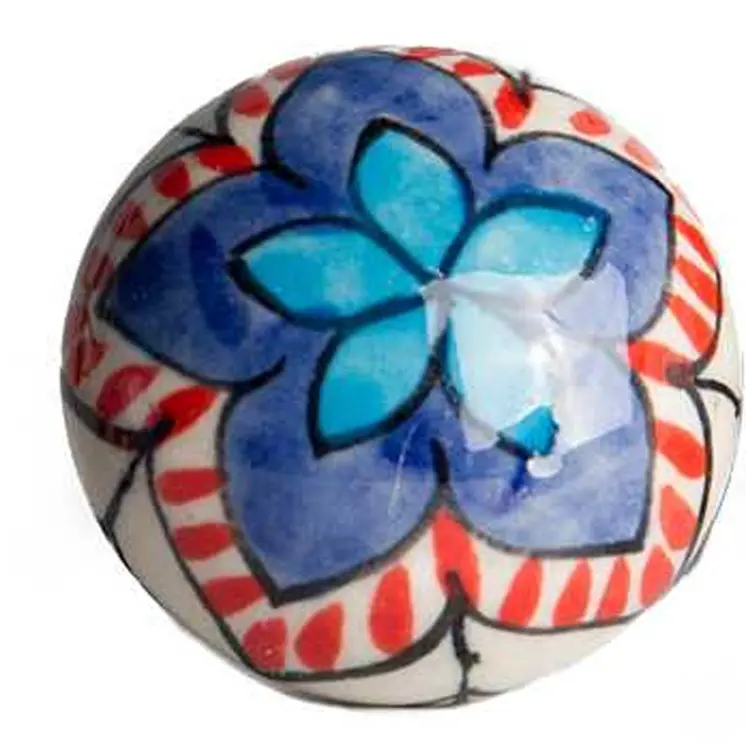 Set of Twelve Blue And White Floral Ceramic Drawer Pull Knobs