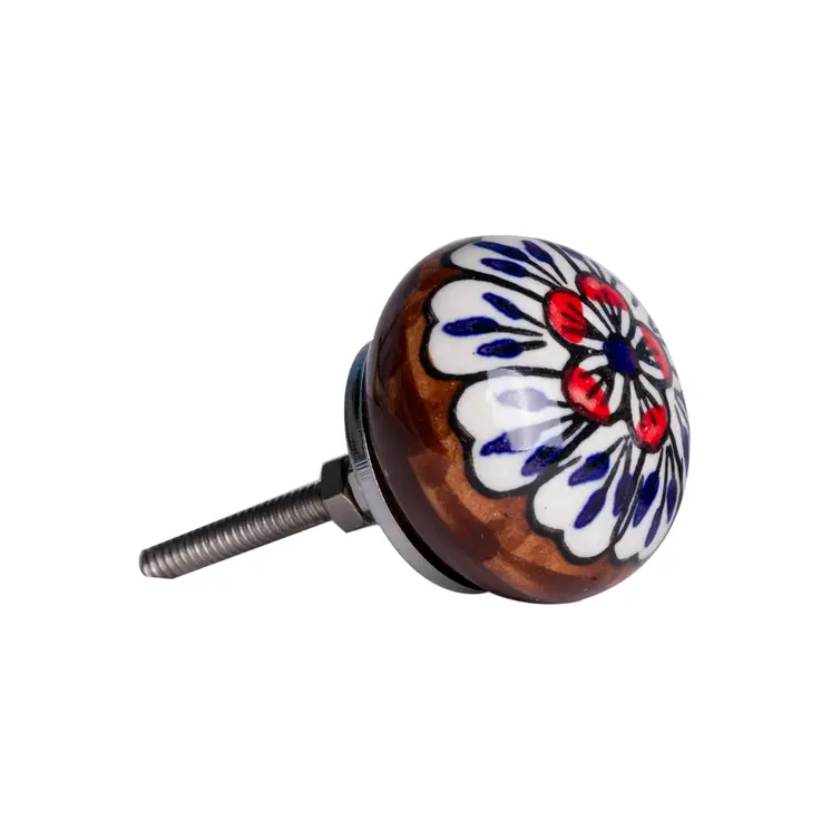 Set of Twelve Blue And White Floral Ceramic Drawer Pull Knobs