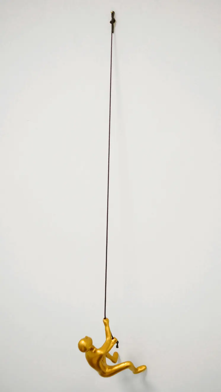 6" X 3" Gold Resin Climbing Man Hanging Dimensional Sculpture