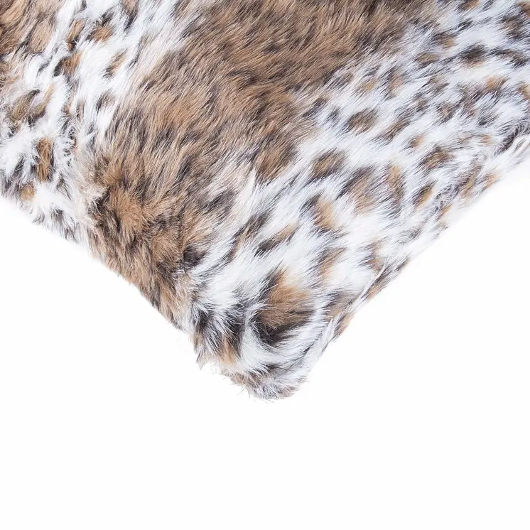 Set of Two 18" Brown White And Black Faux Fur Throw Pillows