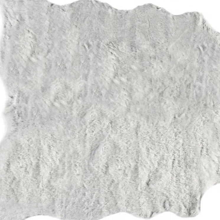 4' X 5' Gray Faux Fur Washable Area Rug