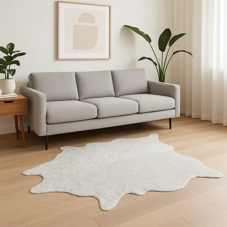 5' X 8' Gray Faux Fur Washable Area Rug