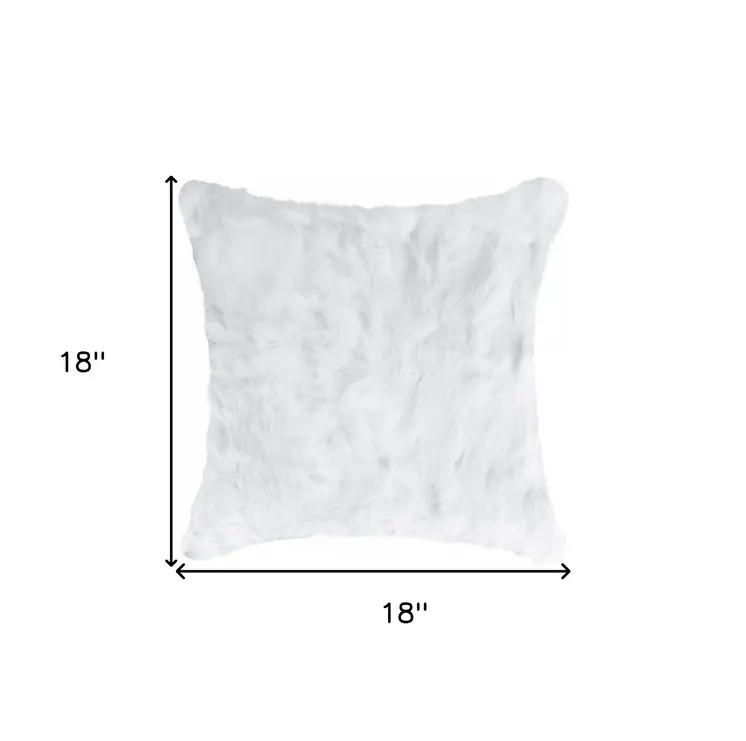 18" White Wool Throw Pillow