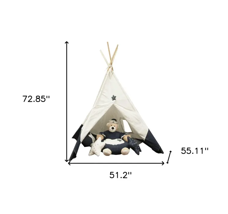 51 x 55 x 73 White and Blue Fabric Tent