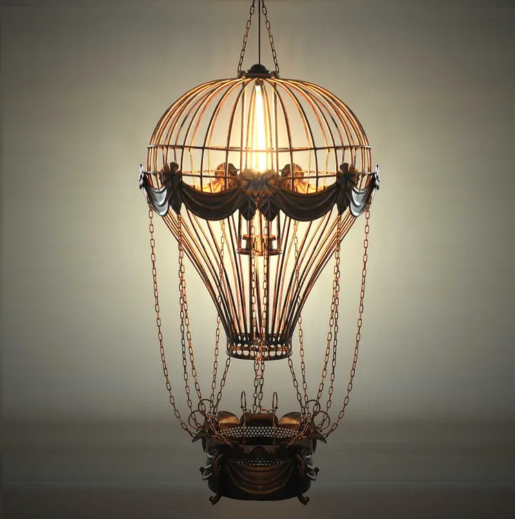 23" x 23" x 41" Vintage Hot Air Balloon Pendant