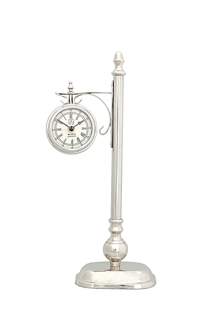 8" X 3.75" X 16.25" Brassalum. Lamp Post Clock One Sided
