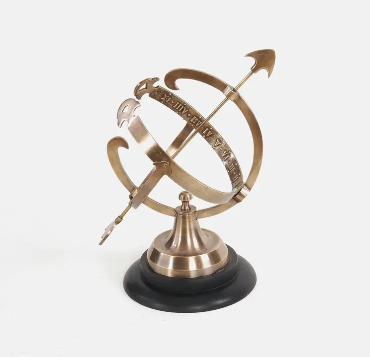 14" Brass And Black Metal Hand Painted Figurine Tabletop Sculpture