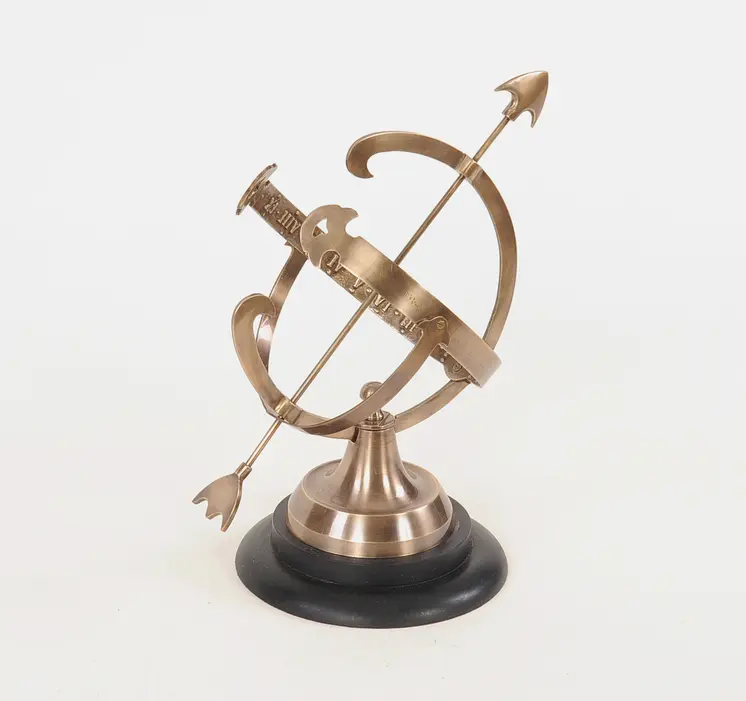 14" Brass And Black Metal Hand Painted Figurine Tabletop Sculpture