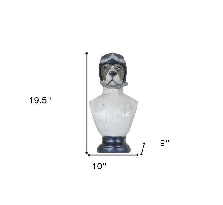 Dog Bust Aviator Statue