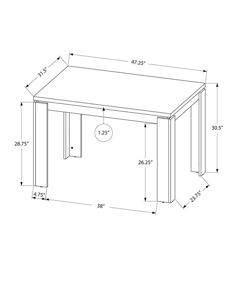 47" Gray Dining Table