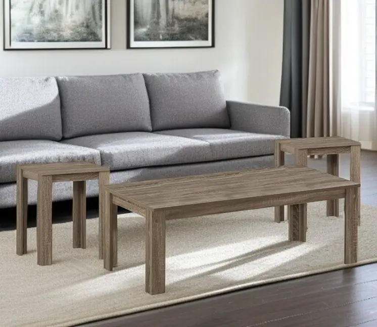 Set of Three 44" Taupe Coffee Table