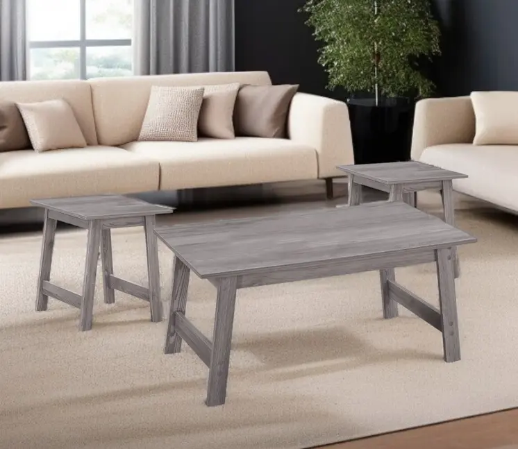 Set of Three 36" Gray Coffee Table