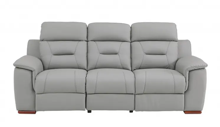 Three Piece Indoor Gray Genuine Leather Five Person Seating Set