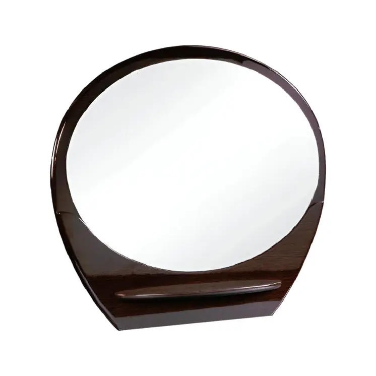 39" Brown Oval Wood Framed Mounted Dresser Mirror