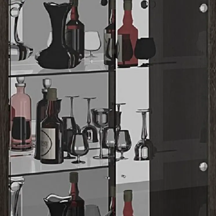 50" Gray and Silver Wood And Glass Curio Cabinet With Two Doors And One Drawer