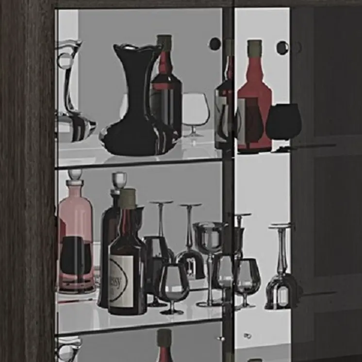 50" Gray and Silver Wood And Glass Curio Cabinet With Two Doors And One Drawer