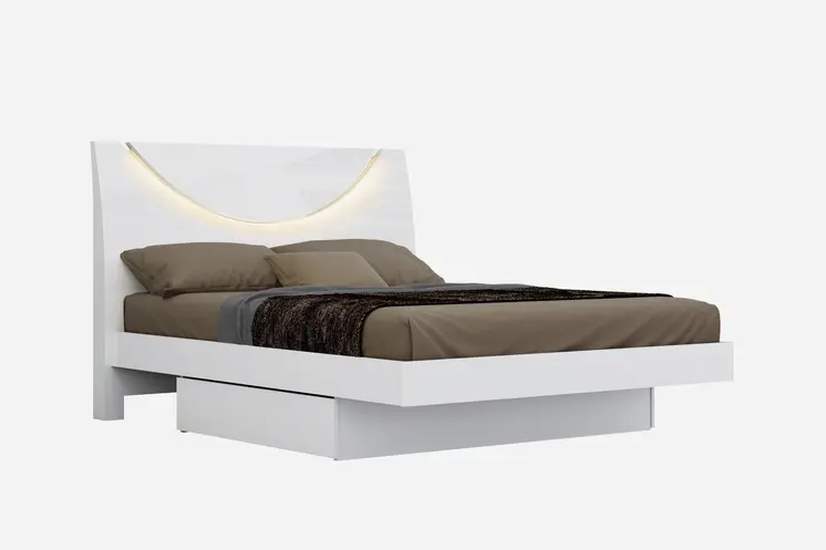 White Solid Wood Queen Bed Frame