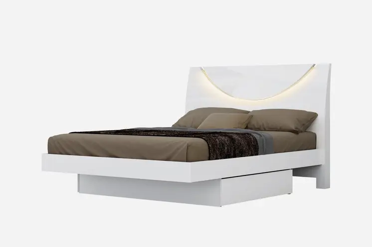 White Solid Wood Queen Bed Frame