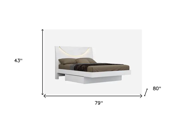 White Solid Wood King Bed Frame