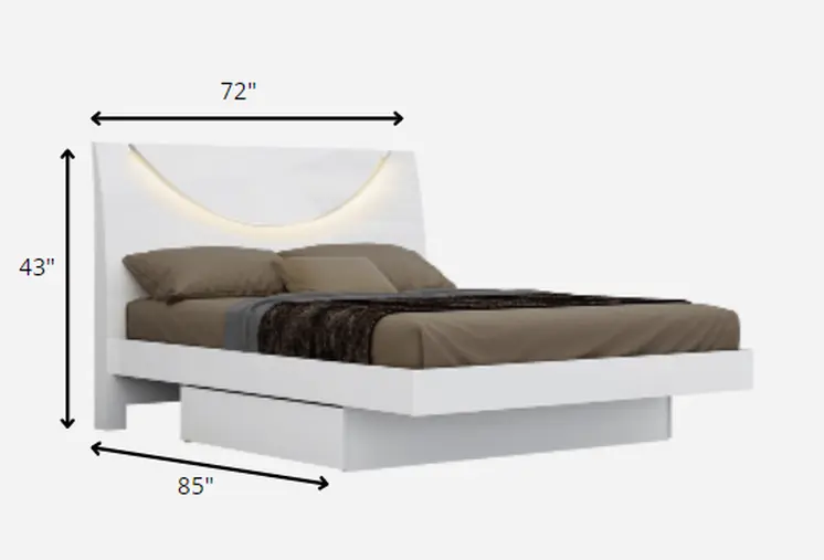 White Solid Wood King Bed Frame