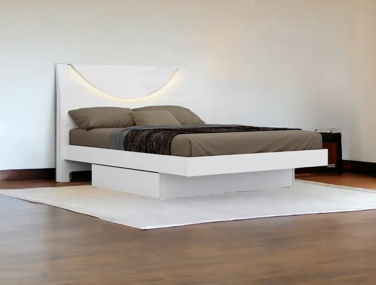 White Solid Wood King Bed Frame