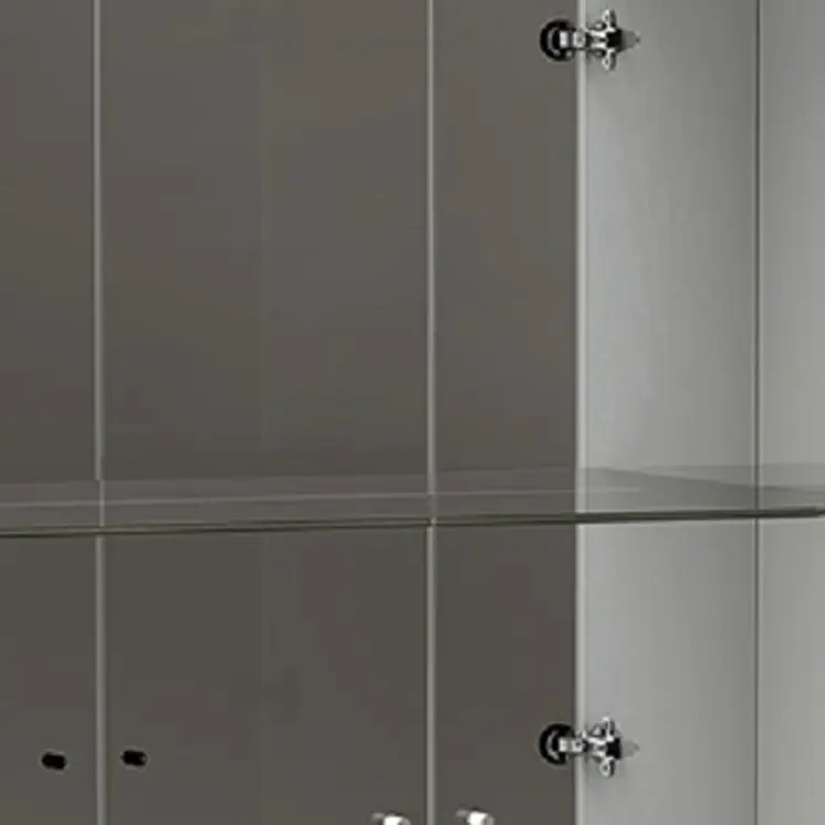 50" White and Silver Wood Curio Cabinet With Two Doors And One Drawer