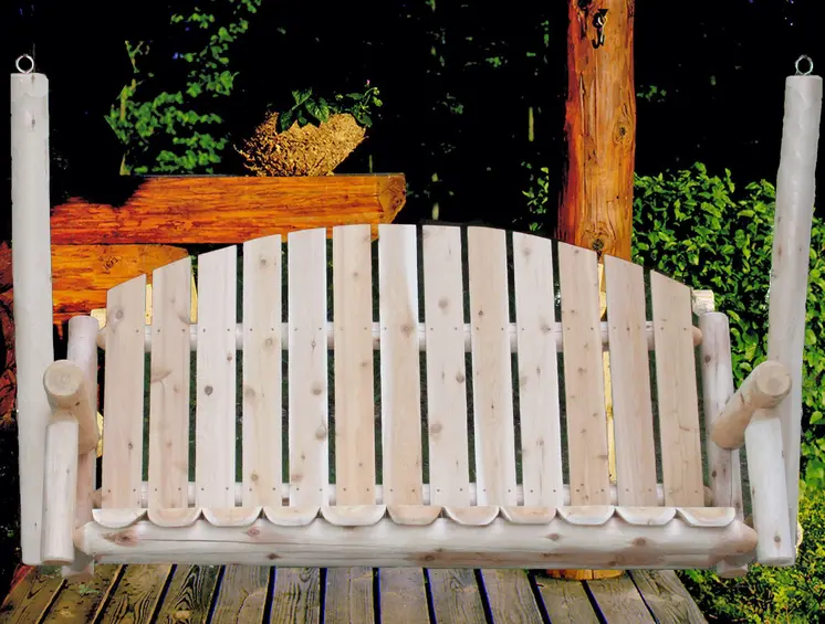 71" Natural Solid Wood Swing Chair
