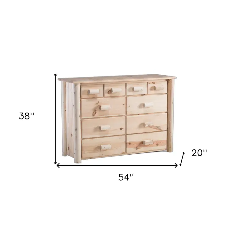 Natural Unfinished Wood Ten Drawer Dresser