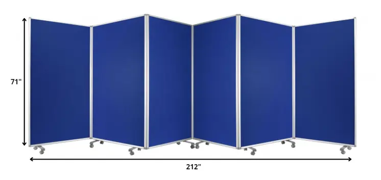 212 X 1 X 71 Blue Metal 6 Panel Screen